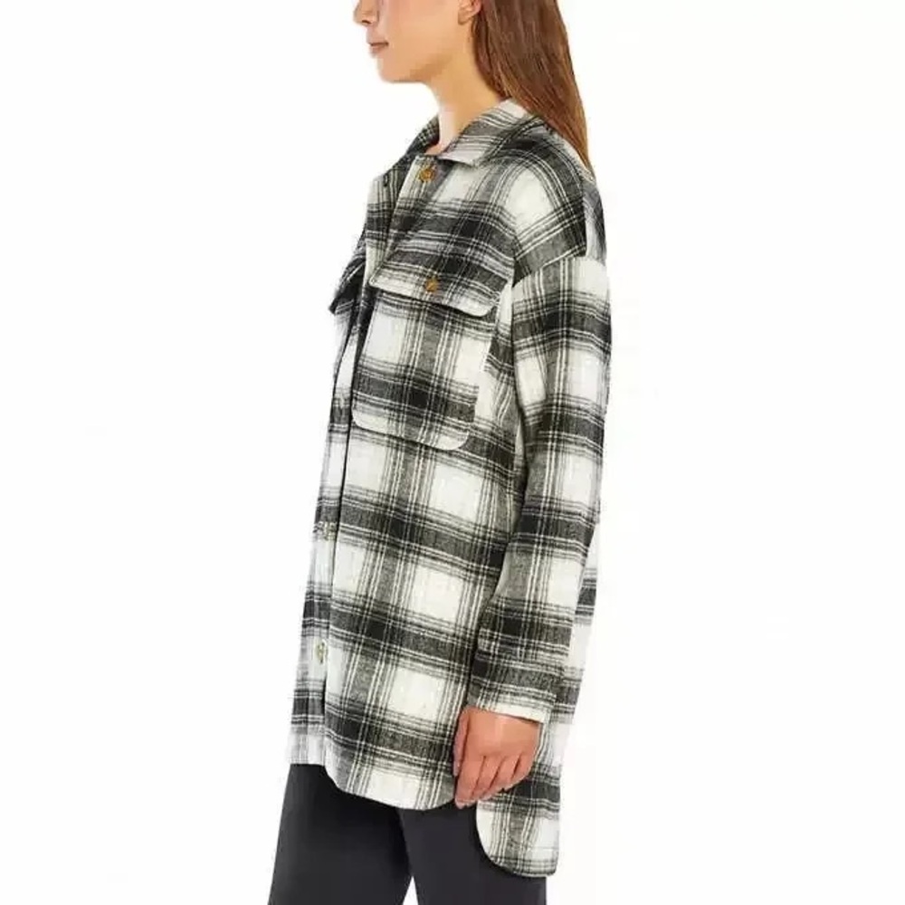 Banana Republic Oversized Ladies' Button Down Plaid Flannel Shirt Jacket Size XS - Picture 3 of 12